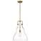 Haverhill 14" Brushed Brass Stem Hung Pendant w/ Clear Shade