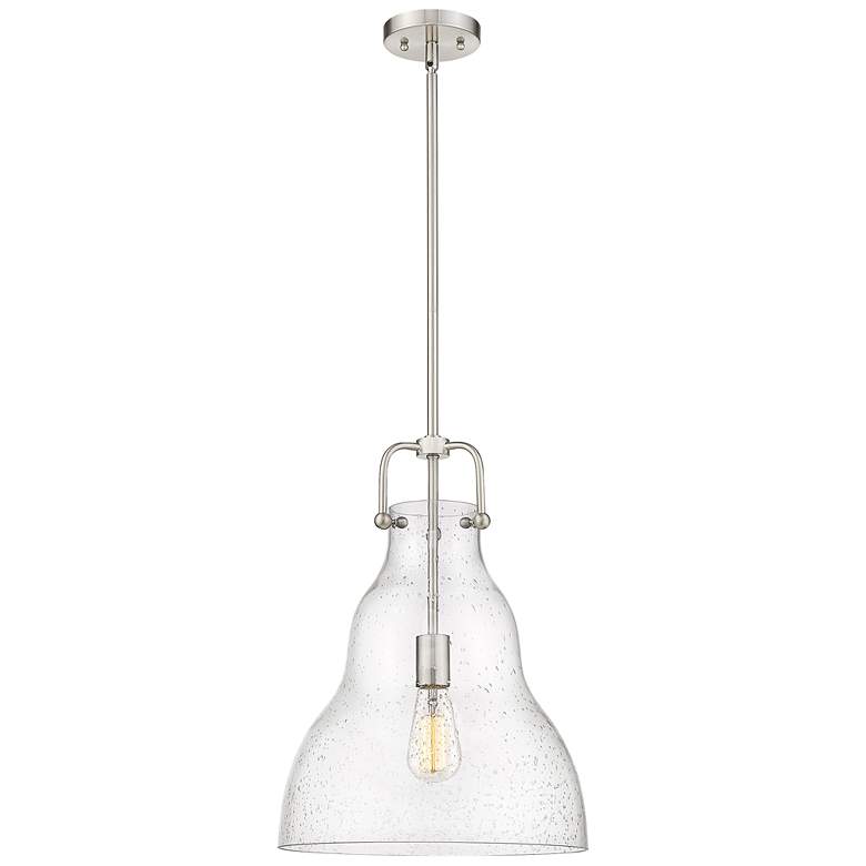 Image 1 Haverhill 14" Brushed Satin Nickel LED Stem Hung Pendant With Seedy Sh