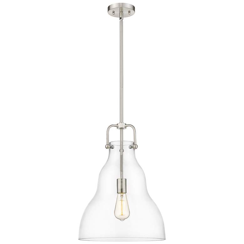 Image 1 Haverhill 14 inch Brushed Satin Nickel Stem Hung Pendant w/ Clear Shade