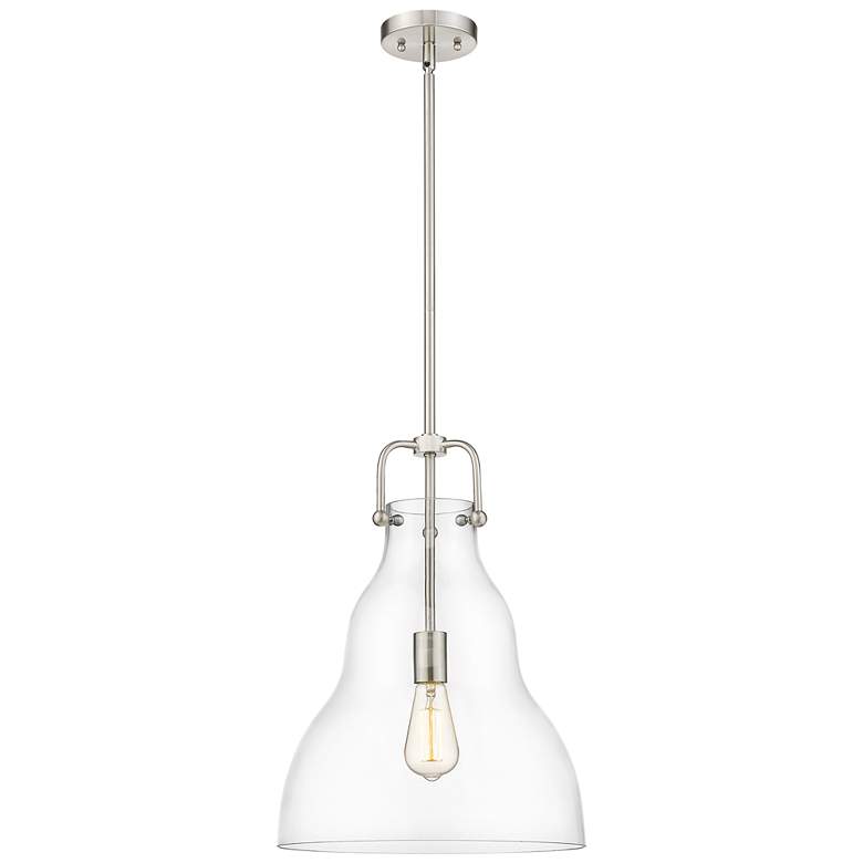Image 1 Haverhill 14" Brushed Satin Nickel Stem Hung Pendant w/ Clear Shade
