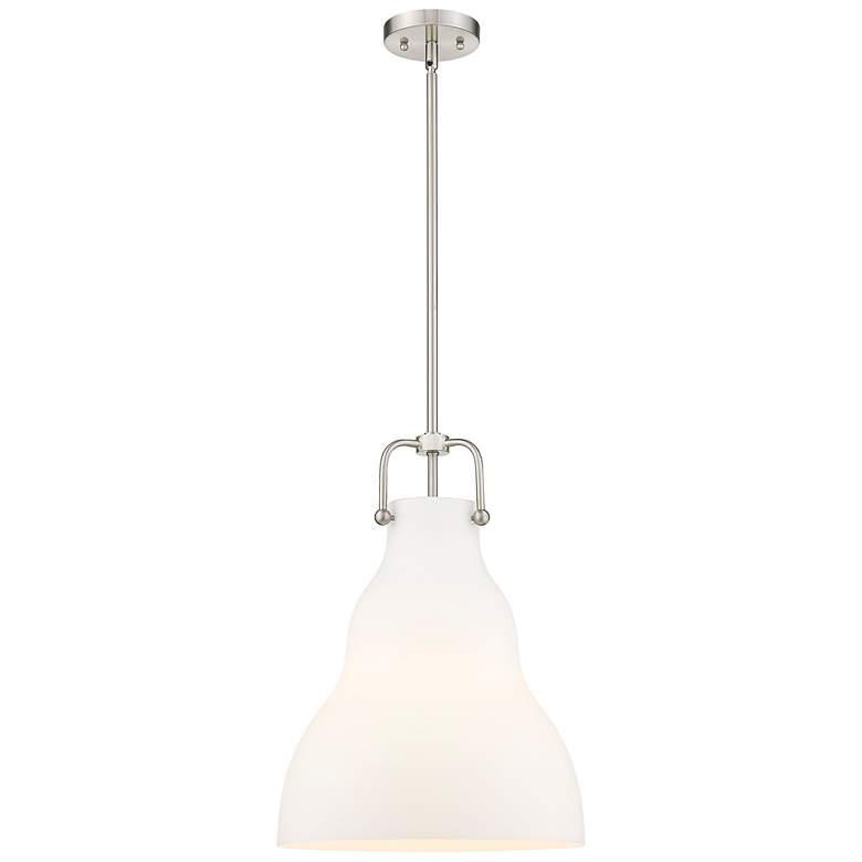 Image 1 Haverhill 14" Brushed Satin Nickel Stem Hung Pendant w/ Matte White Sh