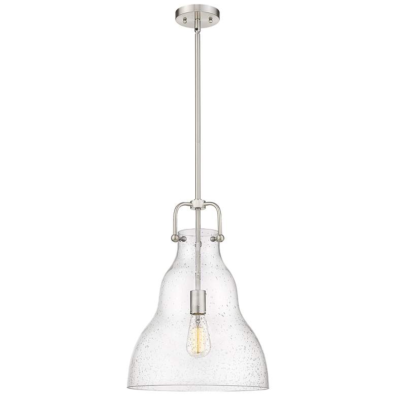 Image 1 Haverhill 14" Brushed Satin Nickel Stem Hung Pendant w/ Seedy Shade