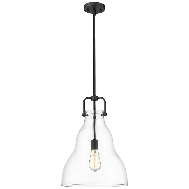 Image 1 Haverhill 14" Matte Black Stem Hung Pendant w/ Clear Shade