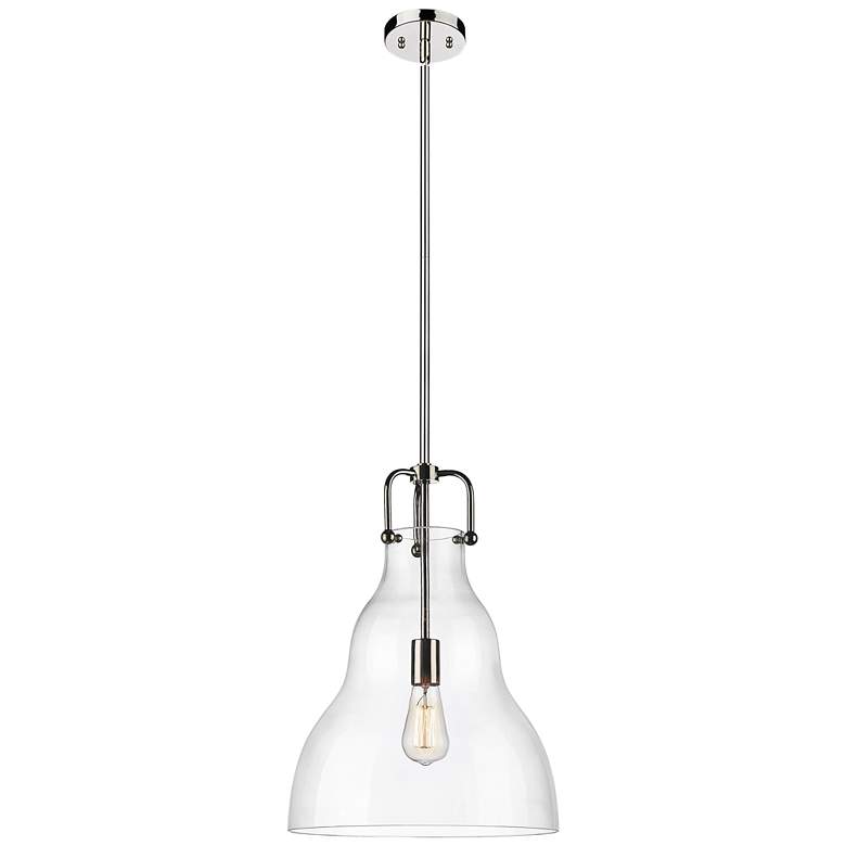 Image 1 Haverhill 14" Polished Nickel LED Stem Hung Pendant With Clear Shade