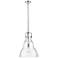Haverhill 14" Polished Nickel LED Stem Hung Pendant With Seedy Shade