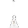 Haverhill 14" Polished Nickel LED Stem Hung Pendant With Seedy Shade
