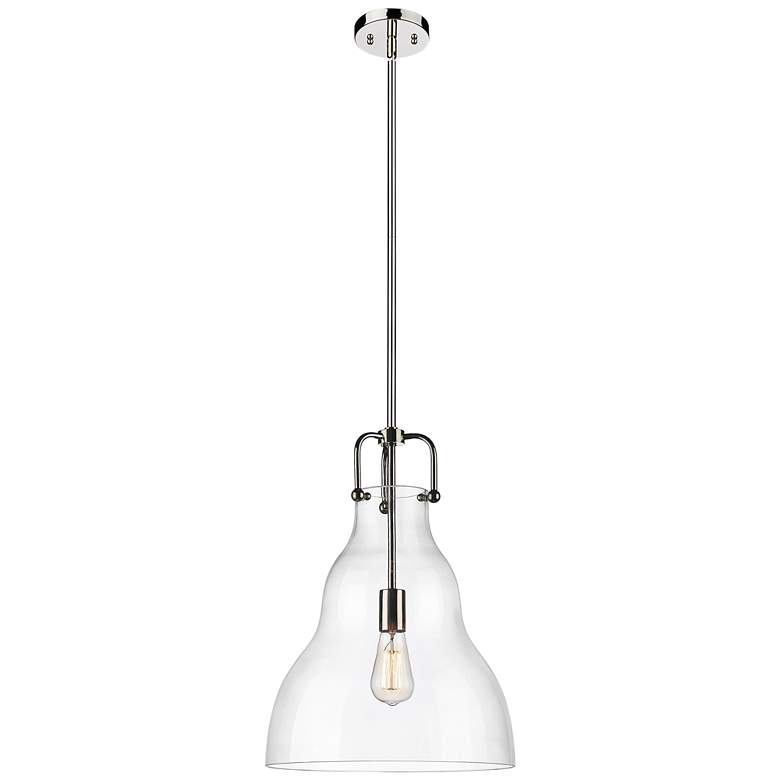Image 1 Haverhill 14" Polished Nickel Stem Hung Pendant With Clear Shade