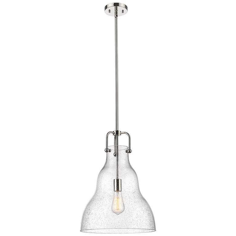 Image 1 Haverhill 14" Polished Nickel Stem Hung Pendant With Seedy Shade