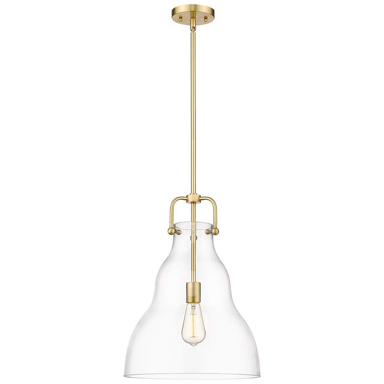 Image 1 Haverhill 14" Satin Gold Stem Hung Pendant w/ Clear Shade