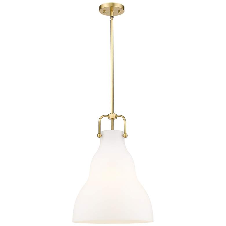 Image 1 Haverhill 14" Satin Gold Stem Hung Pendant w/ Matte White Shade