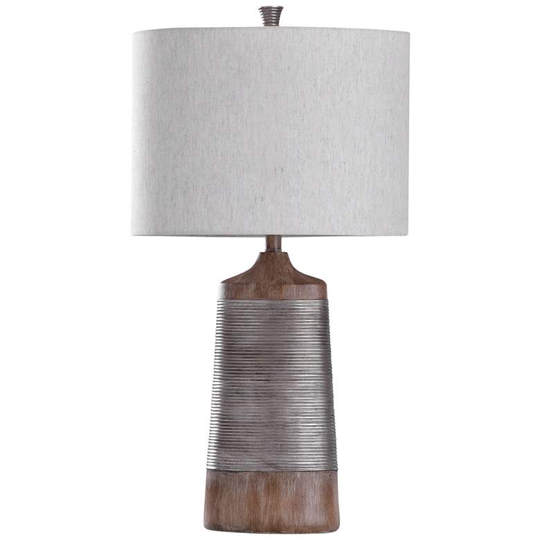 Image 1 Haverhill 31" Natural Brown Wood and Textured Silver Table Lamp