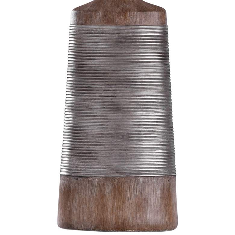 Image 3 Haverhill 31" Natural Brown Wood and Textured Silver Table Lamp more views