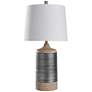 Haverhill 32" Light Tan Wood and Silver Cylindrical Table Lamp