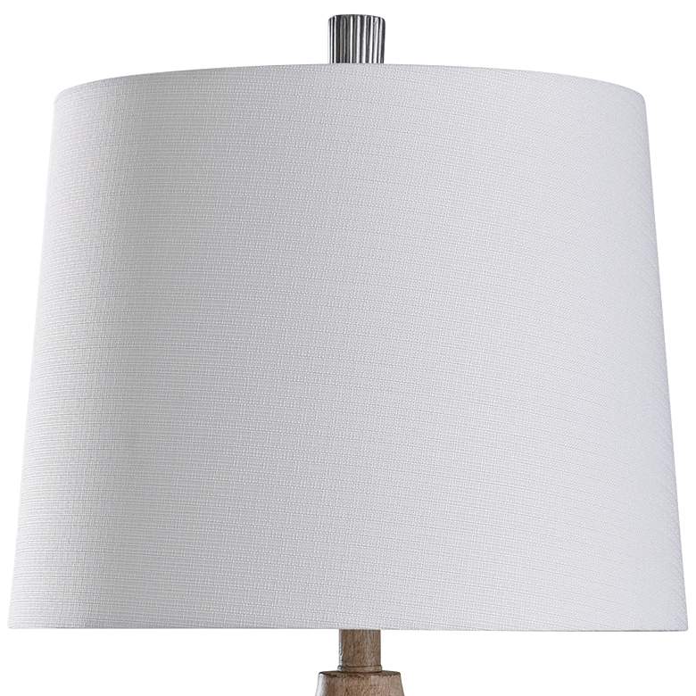 Image 2 Haverhill 32 inch Light Tan Wood and Silver Cylindrical Table Lamp more views