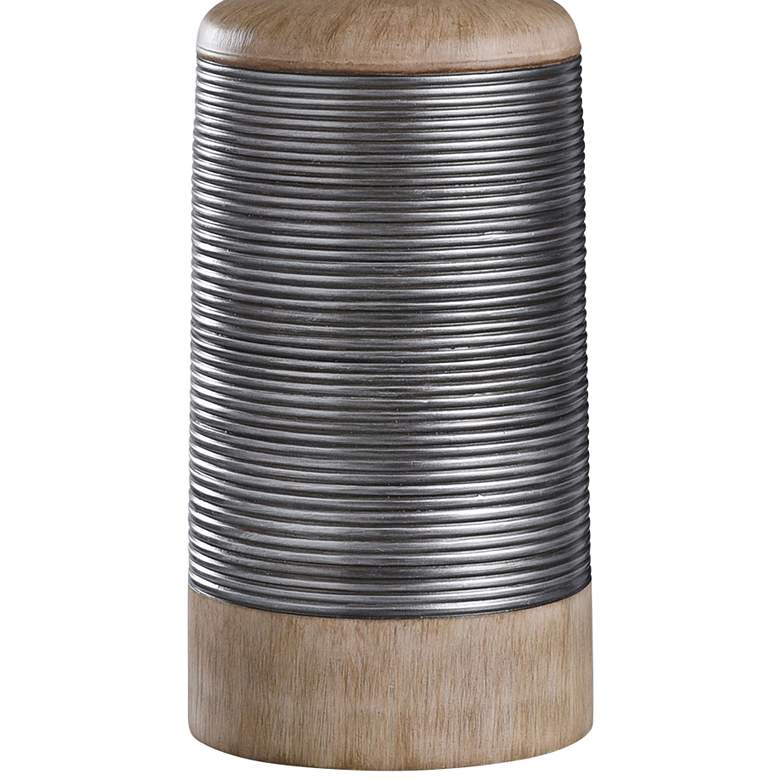 Image 3 Haverhill 32" Light Tan Wood and Silver Cylindrical Table Lamp more views