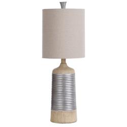 Haverhill Coil Banded Table Lamp - Natural Pine &amp; Silver - Tan Shade