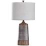 Haverhill Natural Brown Wood and Textured Silver Table Lamp