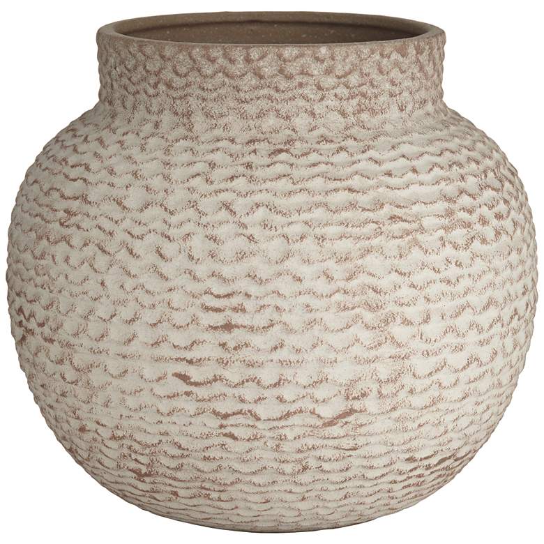Image 2 Havi 7"H White with Rust Antique Chevron Decorative Vase