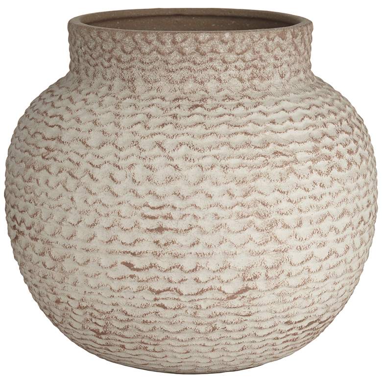 Image 2 Havi 7 inchH White with Rust Antique Chevron Decorative Vase