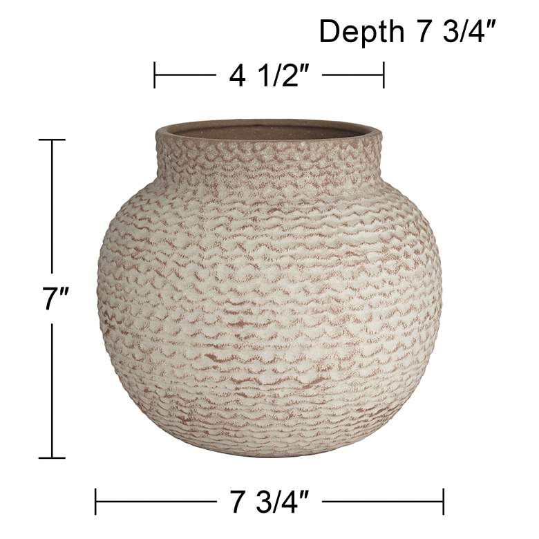 Image 6 Havi 7"H White with Rust Antique Chevron Decorative Vase more views
