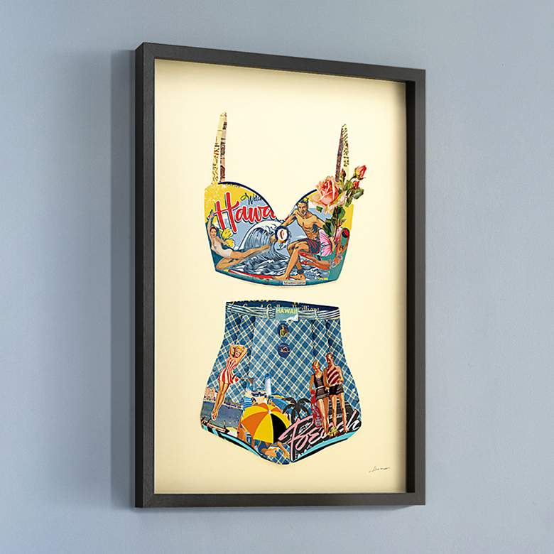 Image 1 Hawaii Beach 33" High Dimensional Collage Framed Wall Art