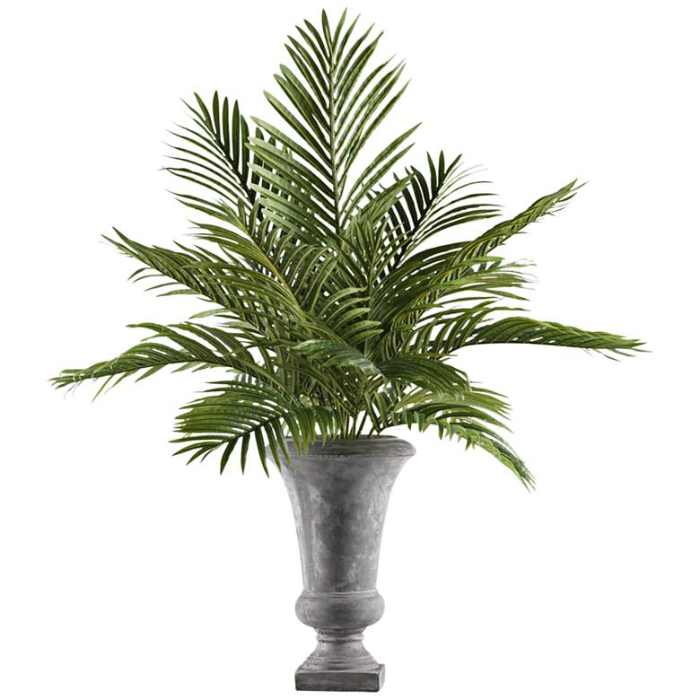 Image 1 Hawaiian Palm Fronds 45 inch High Faux Plant in Gray Ceramic Urn