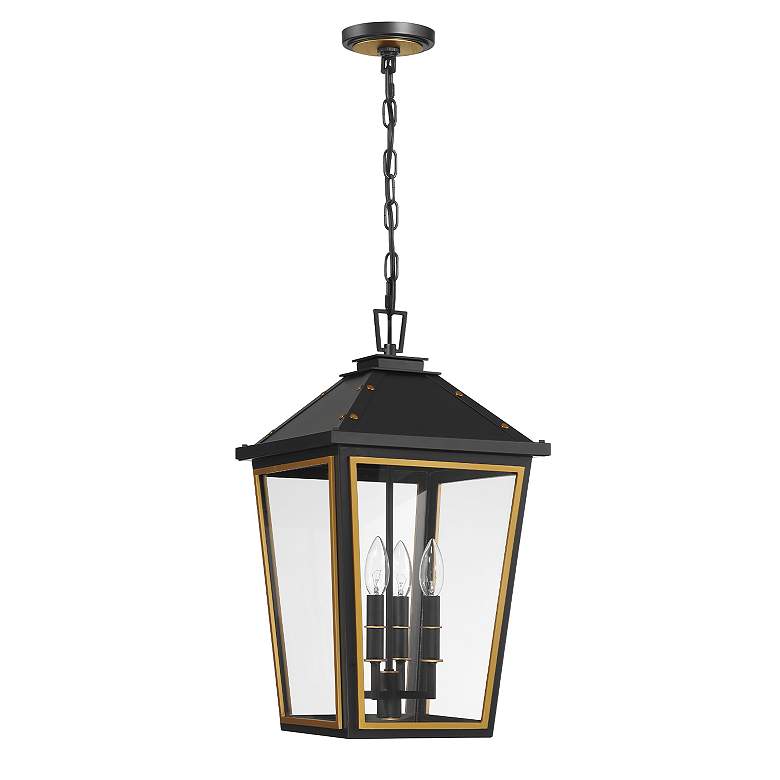 Image 6 Hawkins 21 1/2"H Black w/ Gold 4-Light Outdoor Hanging Light more views