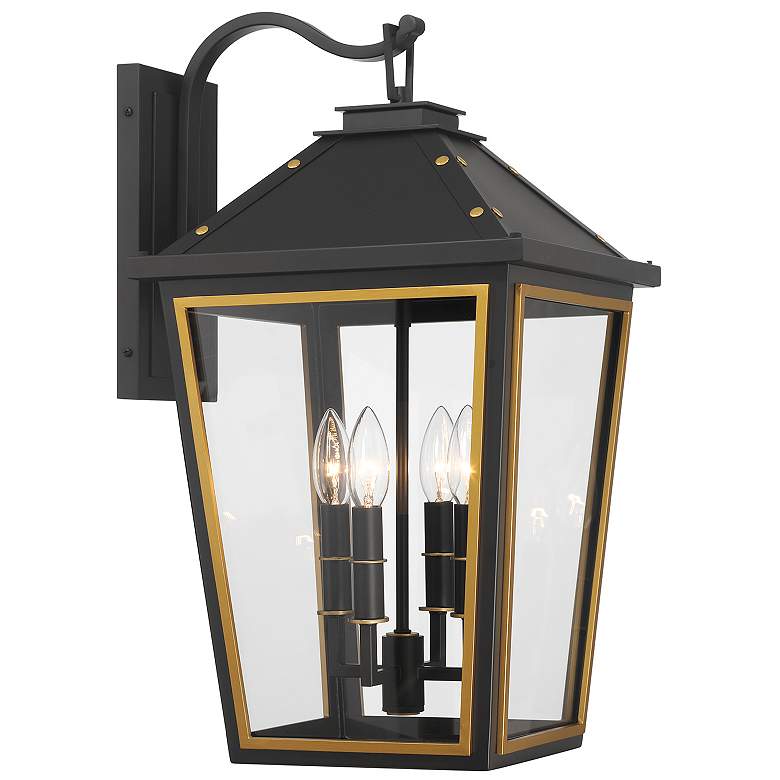 Image 2 Hawkins 22 1/2"H Black and Gold 4-Light Outdoor Wall Light