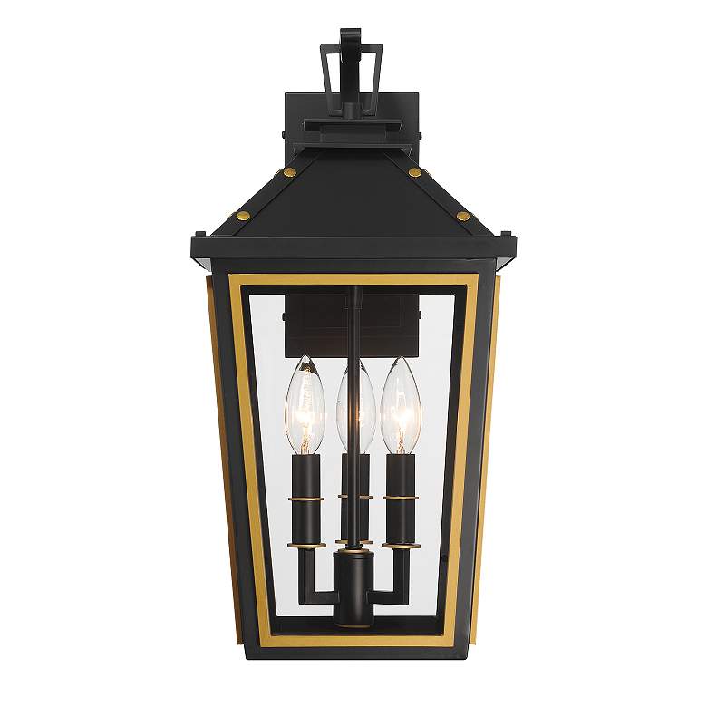 Image 4 Hawkins 3 Light Matte Black + Textured Gold Outdoor Sconce more views