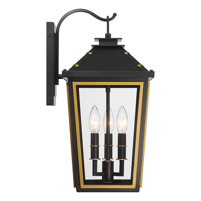 Image 5 Hawkins 3 Light Matte Black + Textured Gold Outdoor Sconce more views