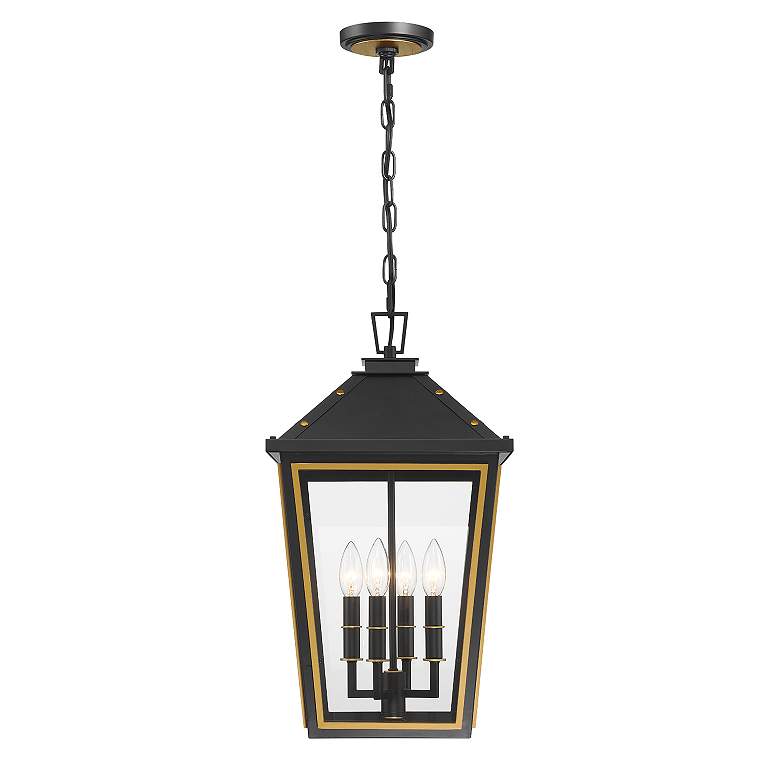Image 7 Hawkins 4 Light Matte Black + Textured Gold Outdoor Pendant more views