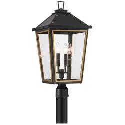 Hawkins 4 Light Matte Black + Textured Gold Outdoor Post