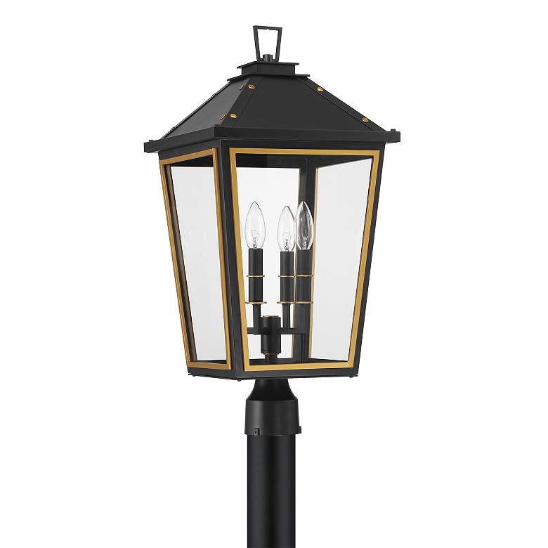 Image 3 Hawkins 4 Light Matte Black + Textured Gold Outdoor Post more views