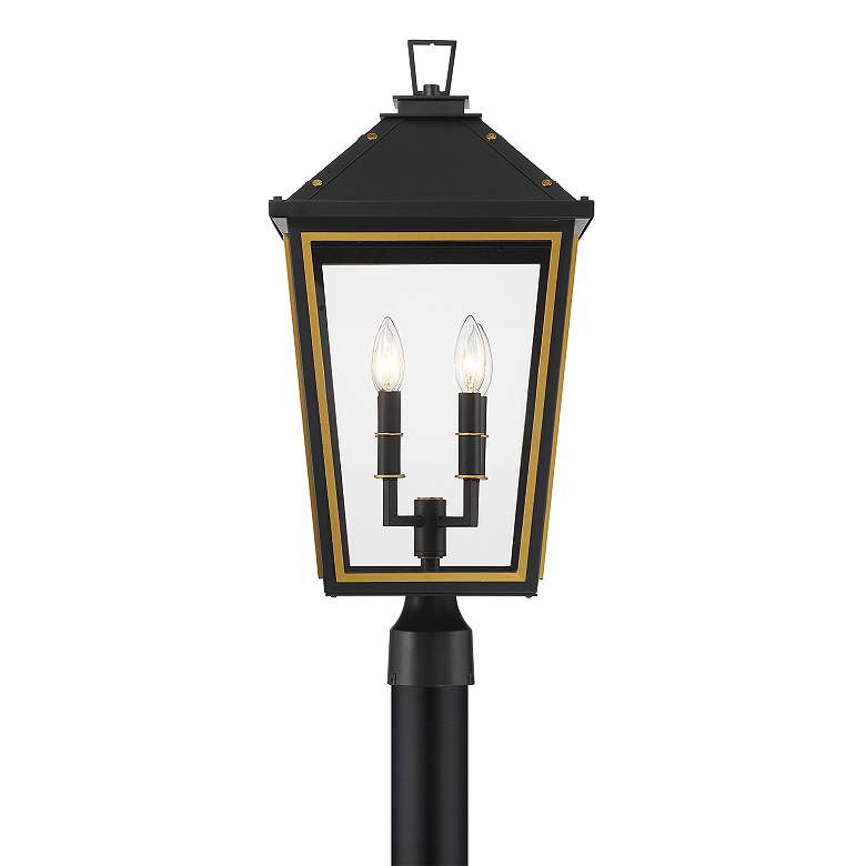 Image 4 Hawkins 4 Light Matte Black + Textured Gold Outdoor Post more views