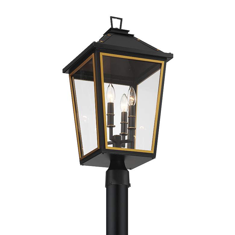Image 5 Hawkins 4 Light Matte Black + Textured Gold Outdoor Post more views