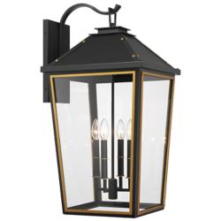 Hawkins 4 Light Matte Black + Textured Gold Outdoor Sconce