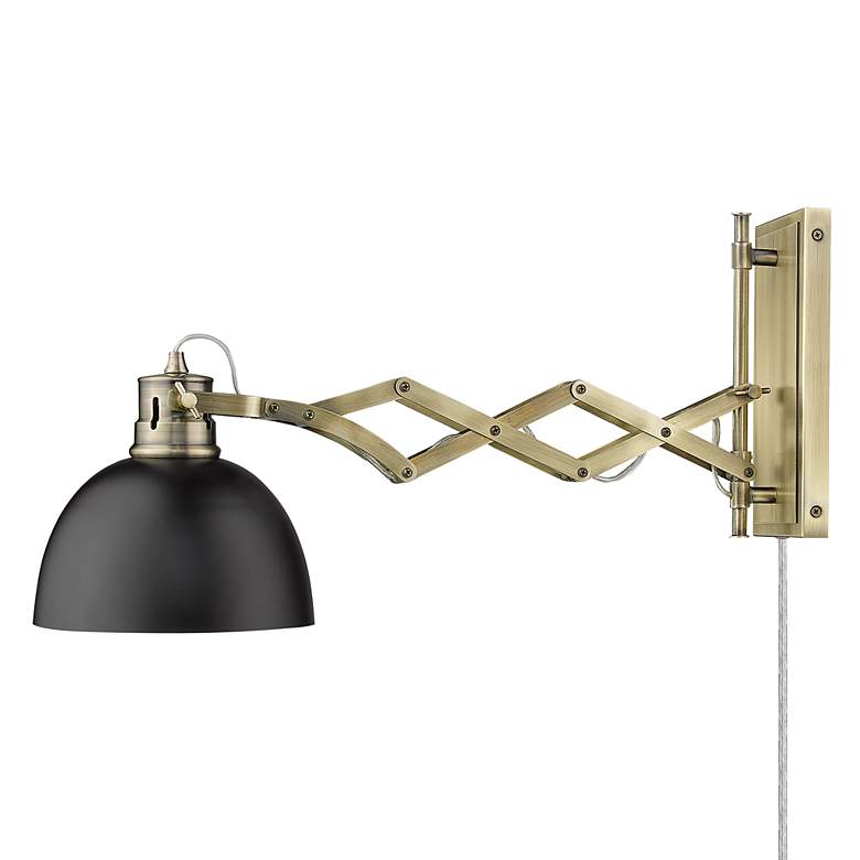 Image 4 Hawthorn 10" High Brass and Matte Black Plug-In Swing Arm Wall Lamp more views