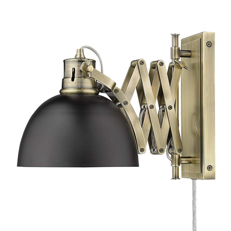 Image 5 Hawthorn 10" High Brass and Matte Black Plug-In Swing Arm Wall Lamp more views