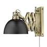 Hawthorn 10" High Brass and Matte Black Plug-In Swing Arm Wall Lamp
