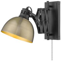 Hawthorn 7 7/8" Wide Matte Black 1-Light Swing Arm with Aged Brass