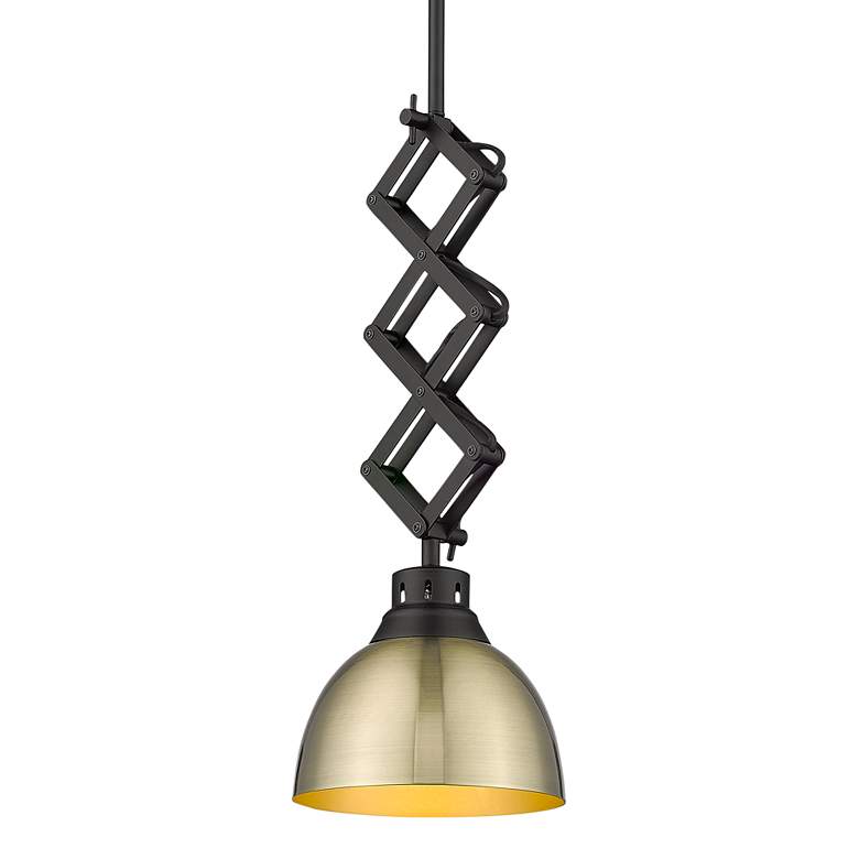 Image 1 Hawthorn 7 3/4 inch Wide Matte Black and Aged Brass Mini Pendant Light