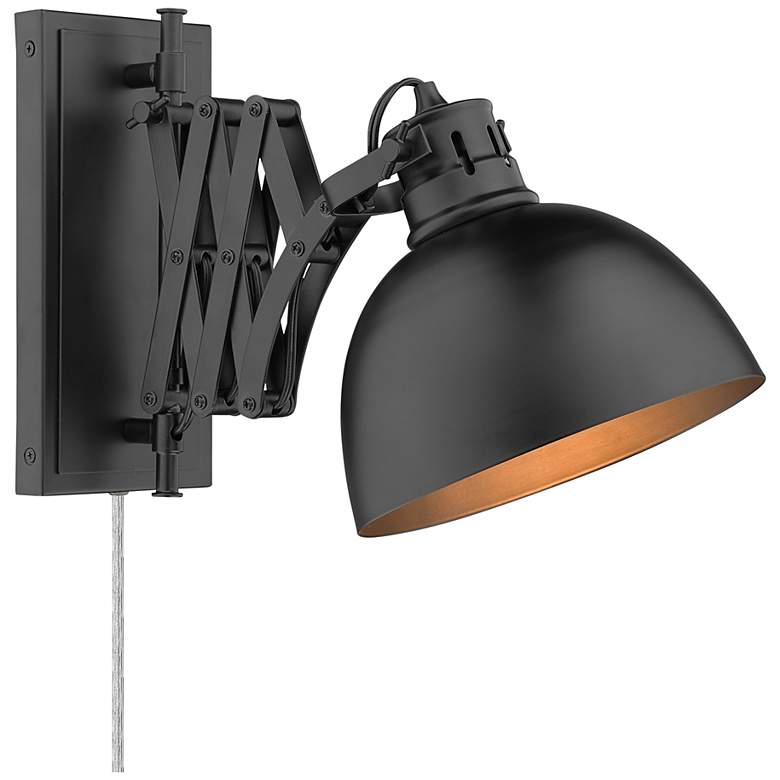 Image 1 Hawthorn Matte Black Plug-In Adjustable Wall Lamp