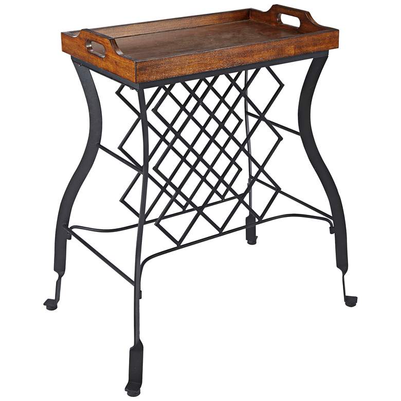 Image 1 Hawthorne 23 3/4" Wide Wood and Steel Wine Rack Side Table
