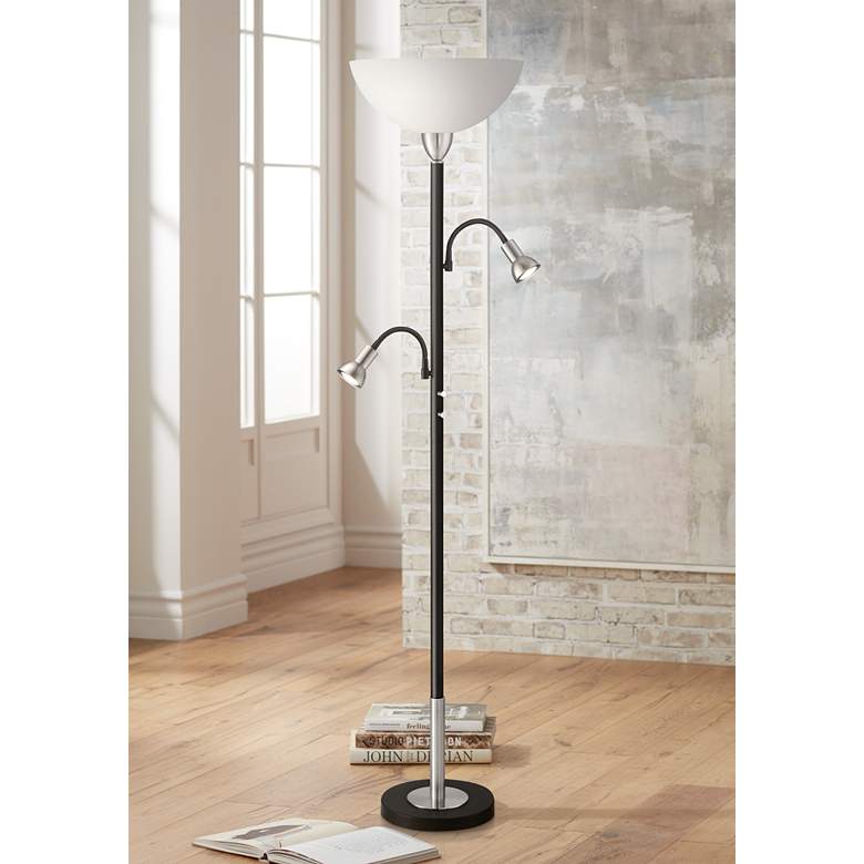 Image 1 Hawthorne Torchiere Floor Lamp with Gooseneck Side Lights