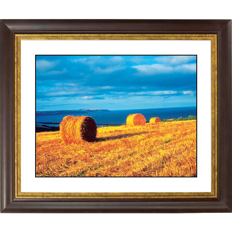 Image 1 Hay Bales Gold Bronze Frame Giclee 20 inch Wide Wall Art