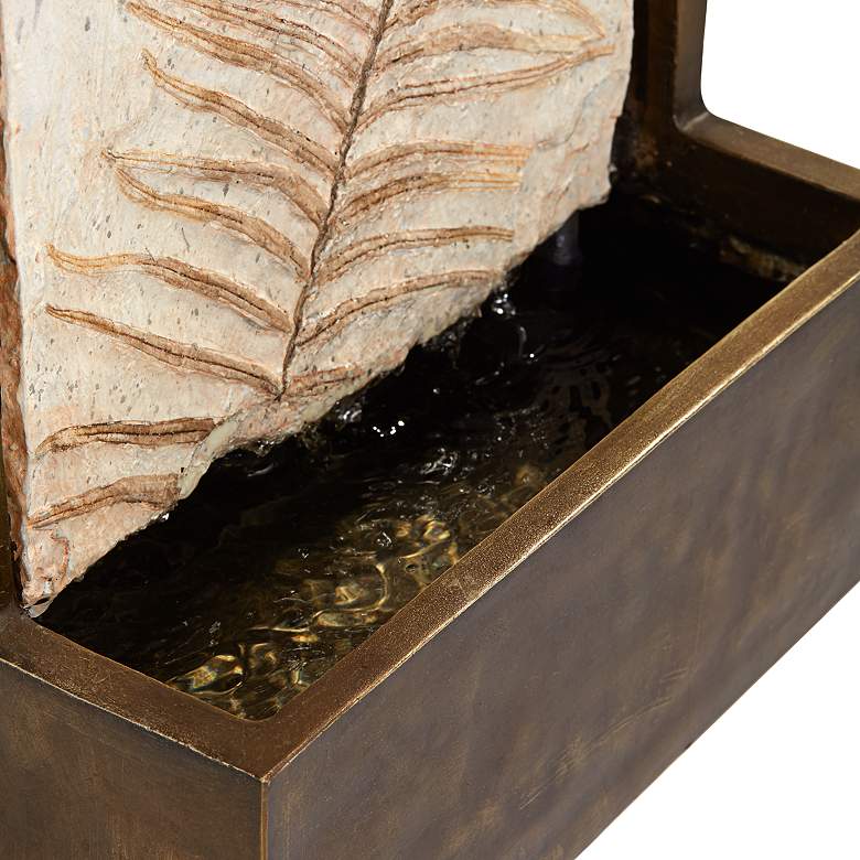 Hayat 23&quot; High Bronze and Gold Finish Leaf Wall Fountain more views