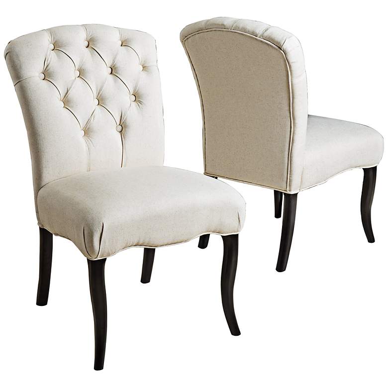 Image 1 Hayden Tufted Linen Dining Chair Set of 2