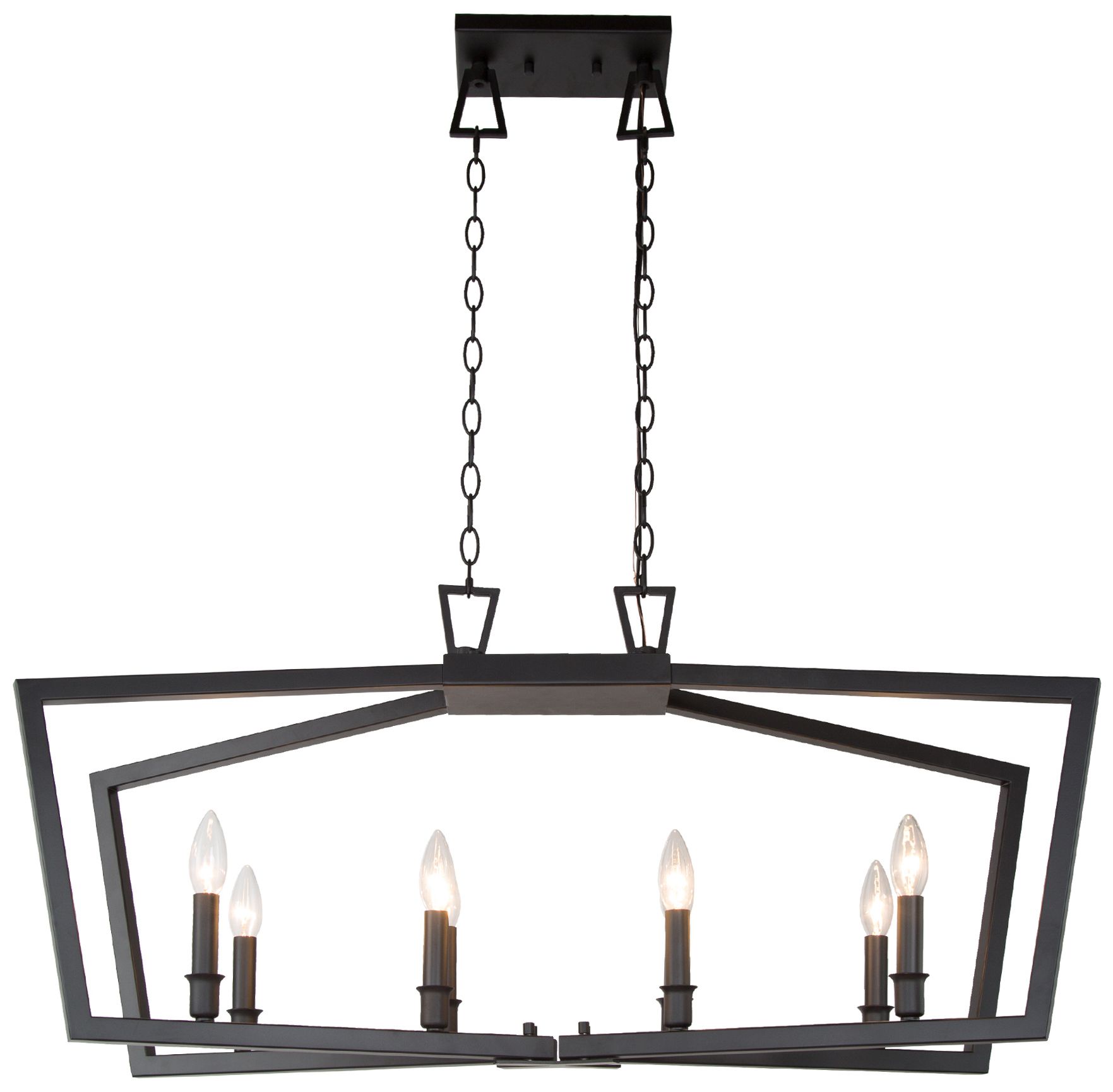 Thumbnail2 of Hayes  38"W Matte Black 8-Light Metal Linear Island Pendant