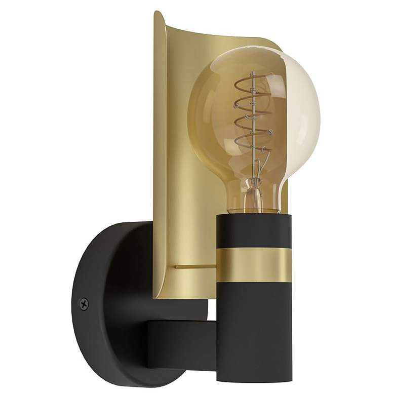 Image 1 Hayes 8.86" High Black and Gold Wall Light