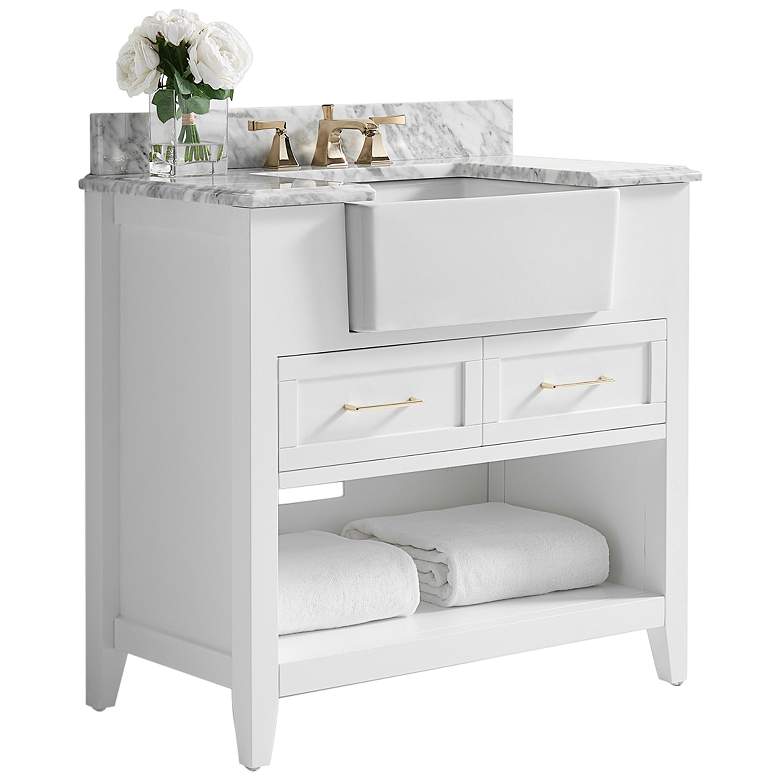 Image 1 Hayley 36" Wide White Single Sink Bath Vanity Cabinet Set